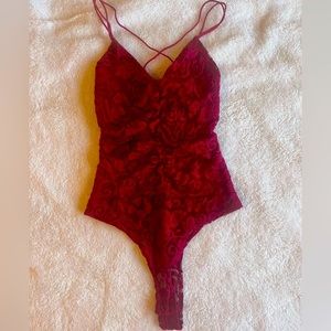 Red Ruched Bodysuit